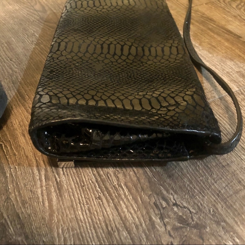 Mk Tilda Black Python Embossed Leather Clutch - image 5